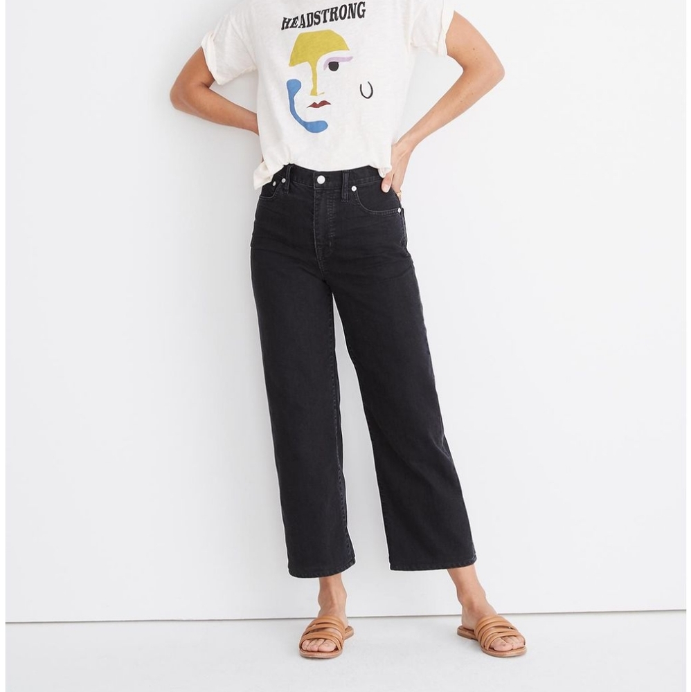 Slim Wide-Leg Black Madewell Jeans in Lunar Wash